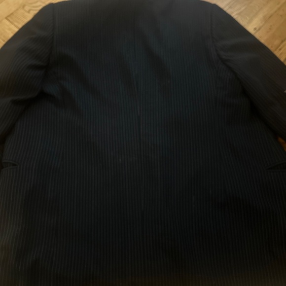 Giorgio Armani Wool Silk Blend Black Pinstripe Suit Jacket Blazer Sz 46 Borgo 21 - Picture 11 of 12